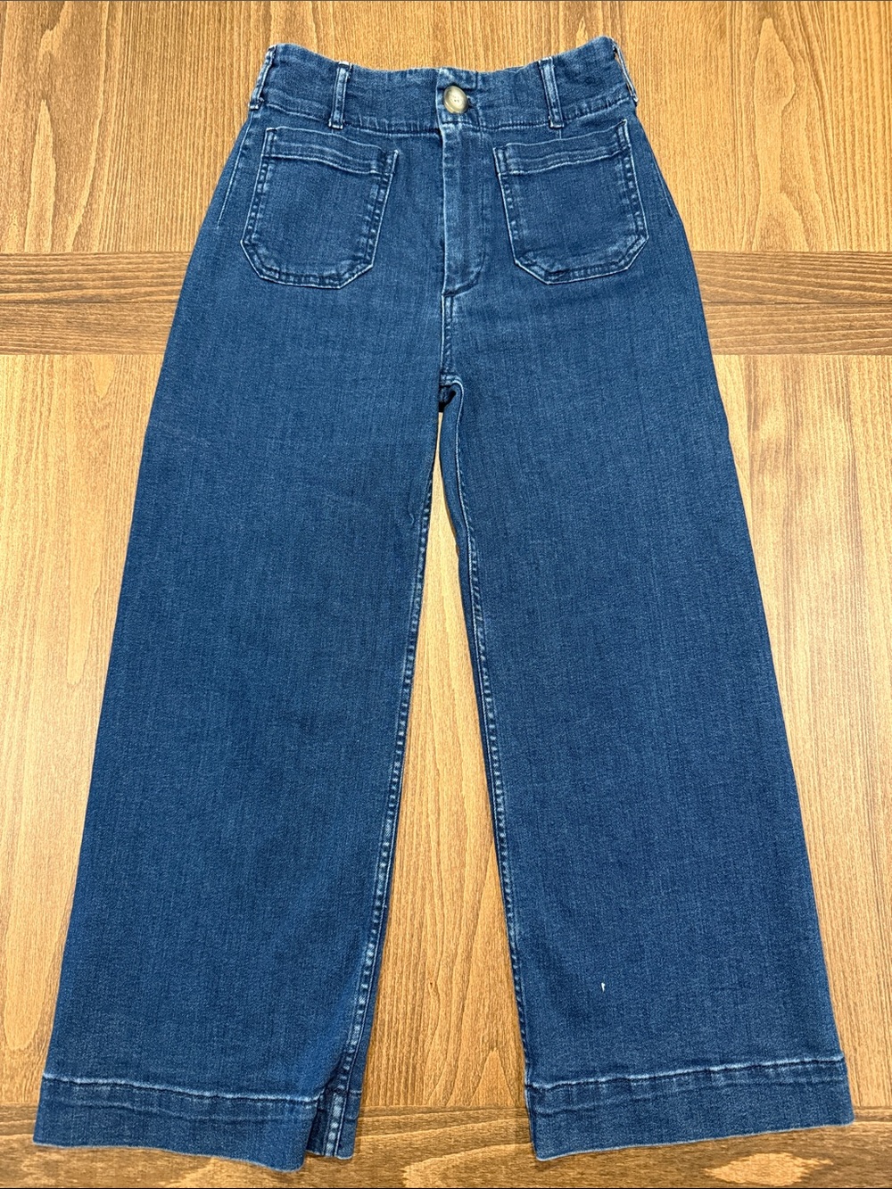 Maeve Wide-Leg Jeans in Deep Blue Denim